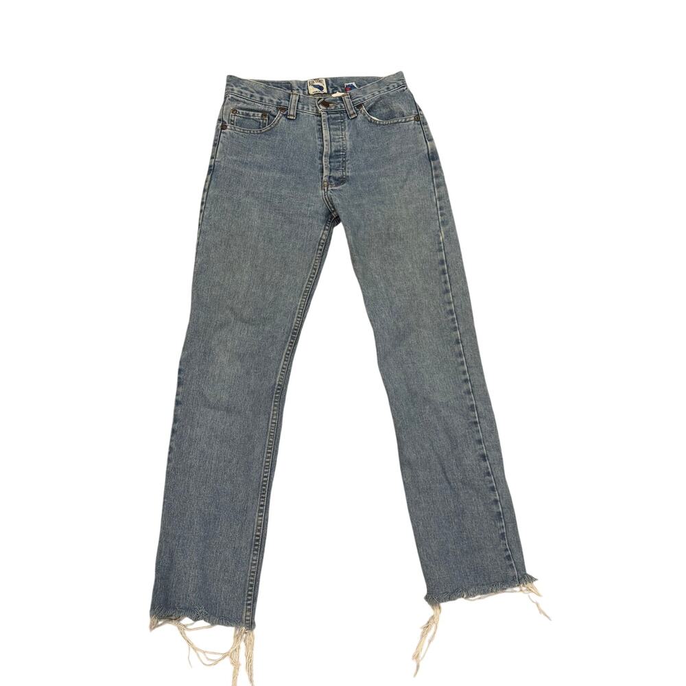 Blue Comet Vintage Jeans Womens 27 Made USA 100% Cotton Light Wash Raw Hem